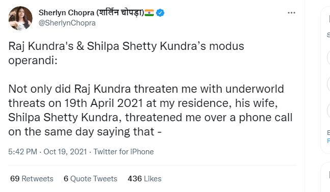 sherlyn chopra's tweet