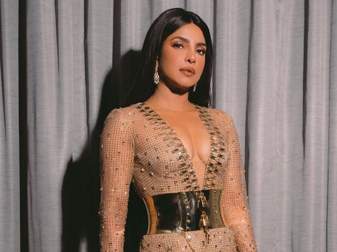 Priyanka Chopra nude shade dress