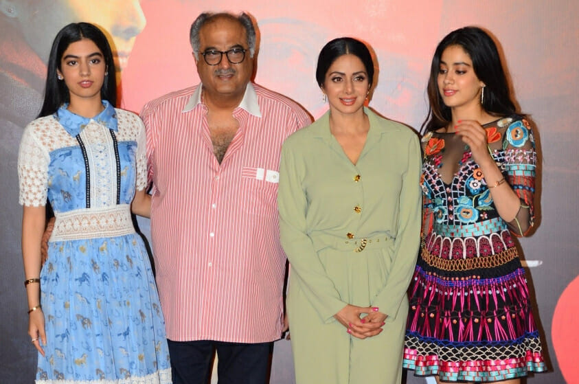 Sridevi With Boni Kapoor And Daughter