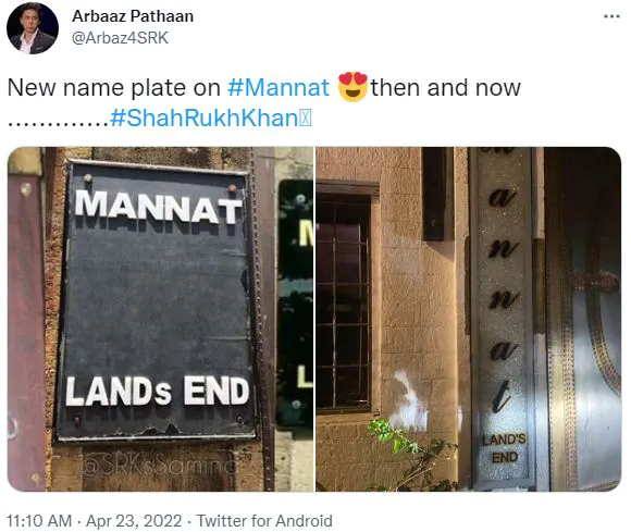 Shahrukh Khan House Name Plate Post