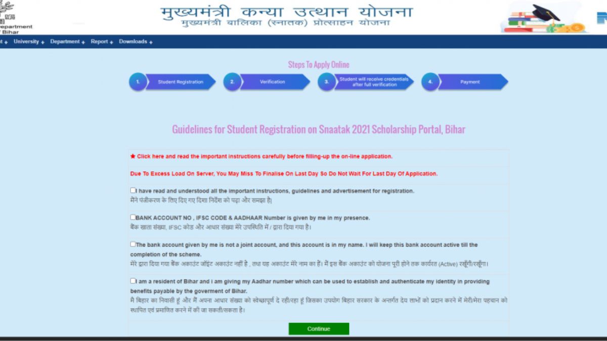 Bihar Snatak Scholarship 2023